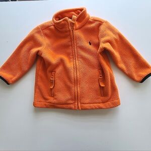 Polo by Ralph Lauren orange fleece Zip Up Sweater size 12M